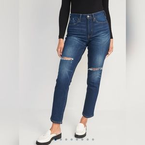Old Navy Curvy High-Waisted OG Straight Ripped Ankle Jeans. Sz 2